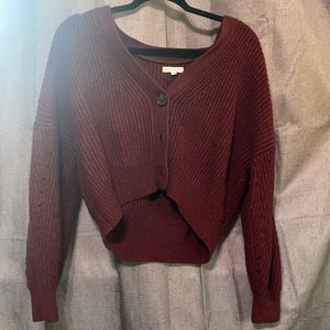 maroon button up sweater